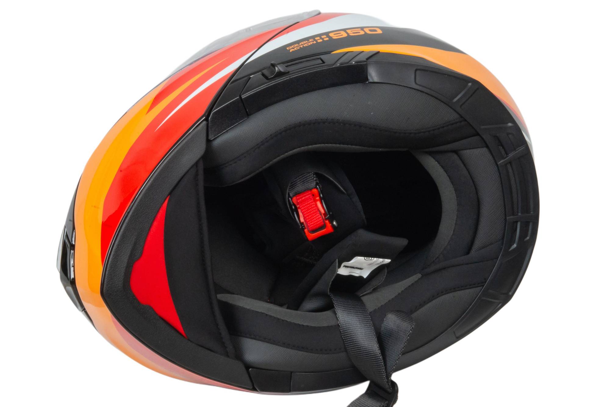 Шлем мото модуляр GTX 550 №2 (XL) BLACK/WHITE ORANGE RED (2 визора)