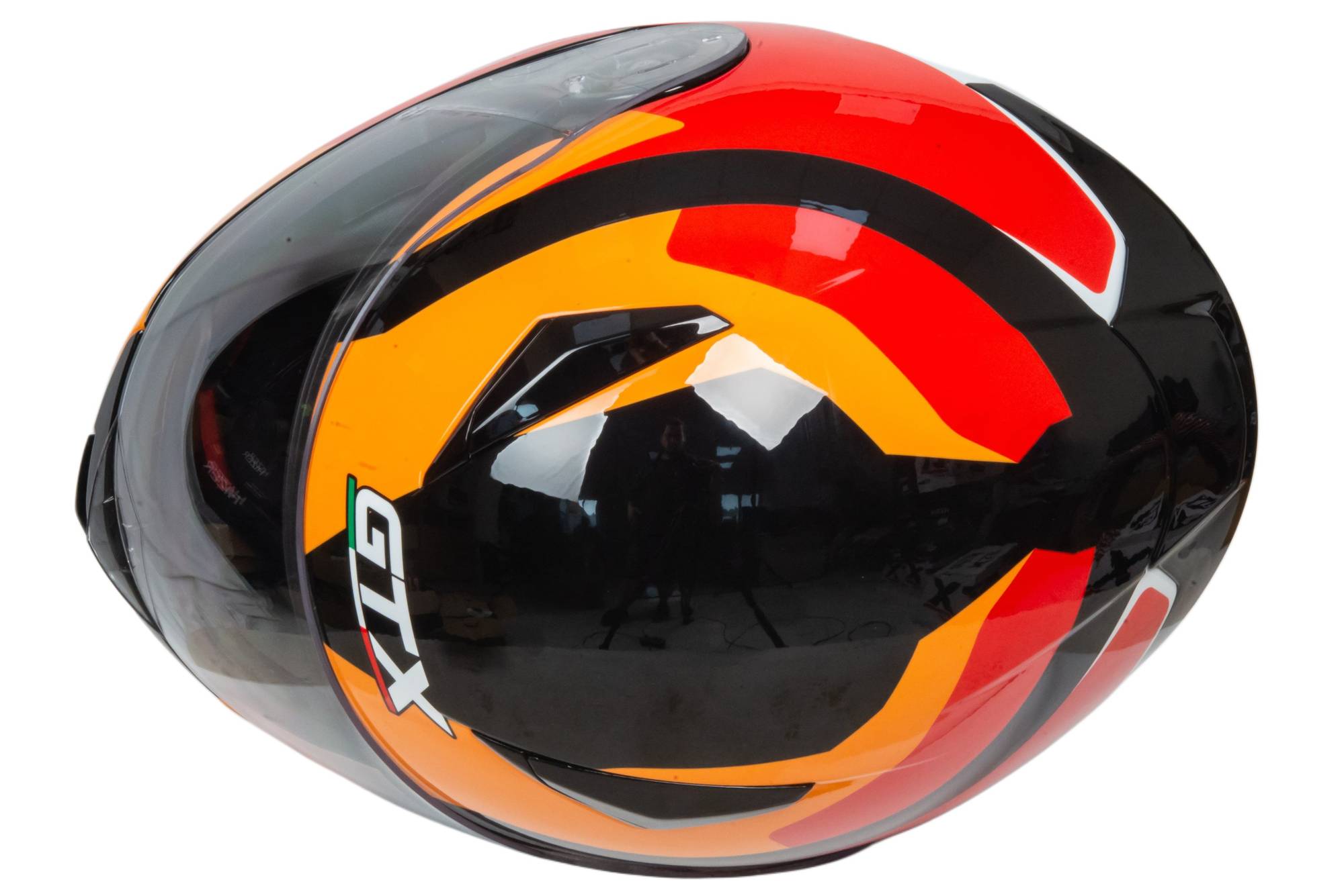 Шлем мото модуляр GTX 550 №2 (L) BLACK/WHITE ORANGE RED (2 визора)