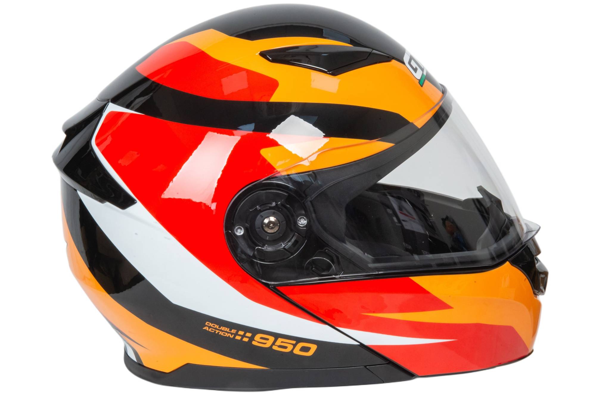 Шлем мото модуляр GTX 550 №2 (L) BLACK/WHITE ORANGE RED (2 визора)