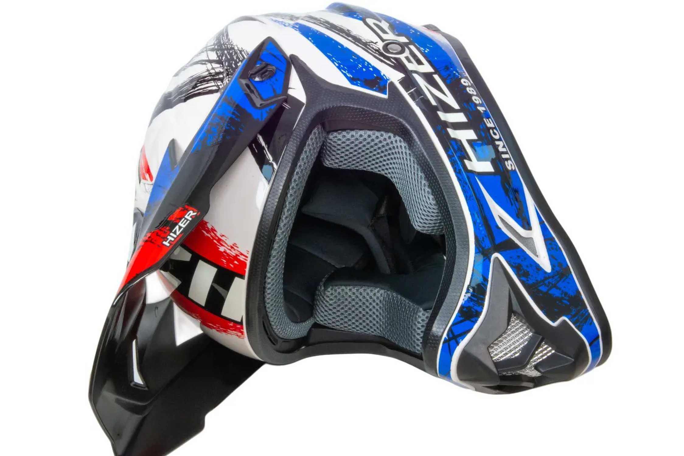Шлем мото кроссовый HIZER J6805 №1 (XL) black/white/blue