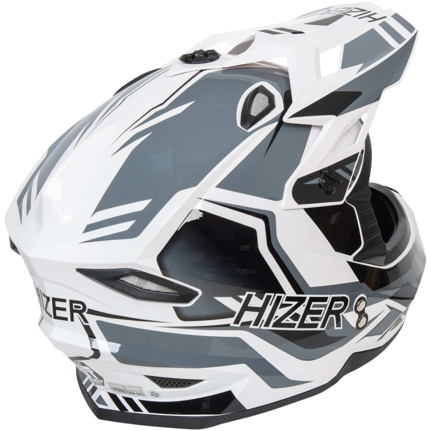 Шлем мото кроссовый HIZER J6801 №4 (XL) white/gray