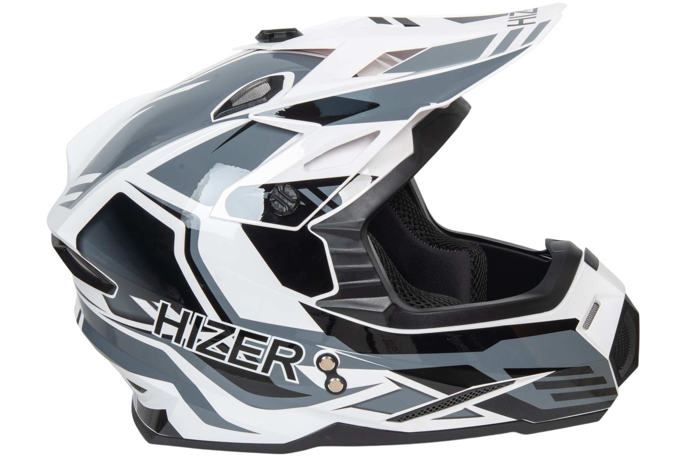 Шлем мото кроссовый HIZER J6801 №4 (XL) white/gray