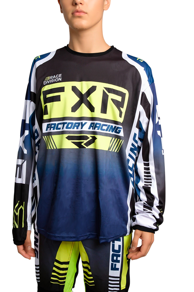 Джерси/футболка для мотокросса FXR №4 (M) blue/black/white/neon green