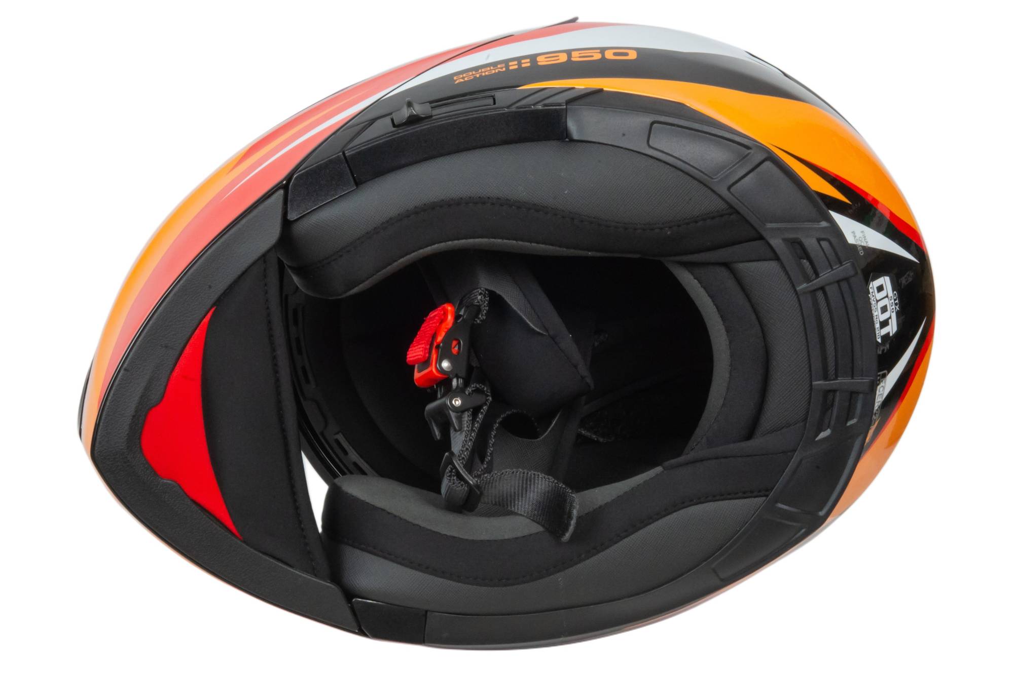 Шлем мото модуляр GTX 550 №2 (L) BLACK/WHITE ORANGE RED (2 визора)