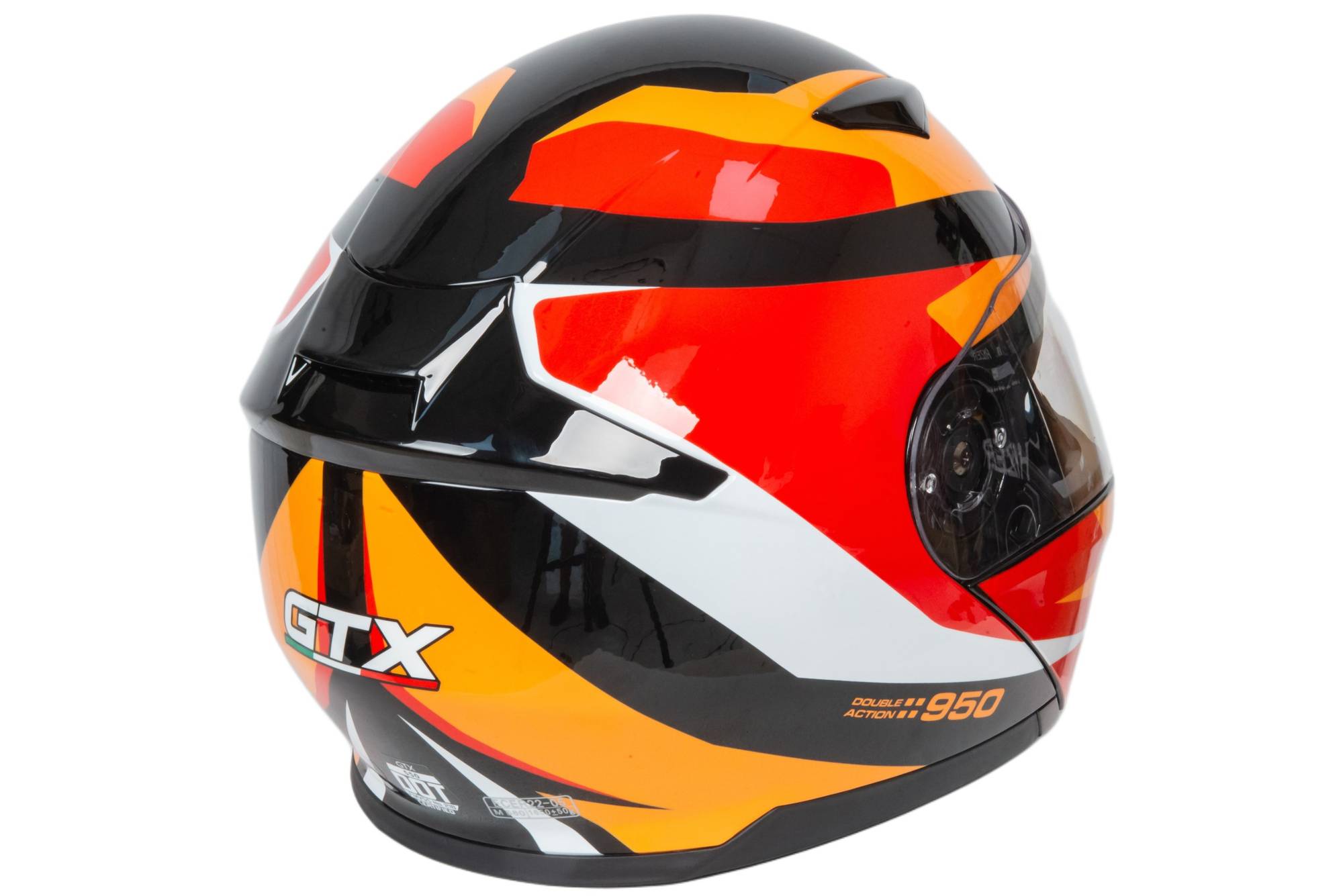 Шлем мото модуляр GTX 550 №2 (L) BLACK/WHITE ORANGE RED (2 визора)