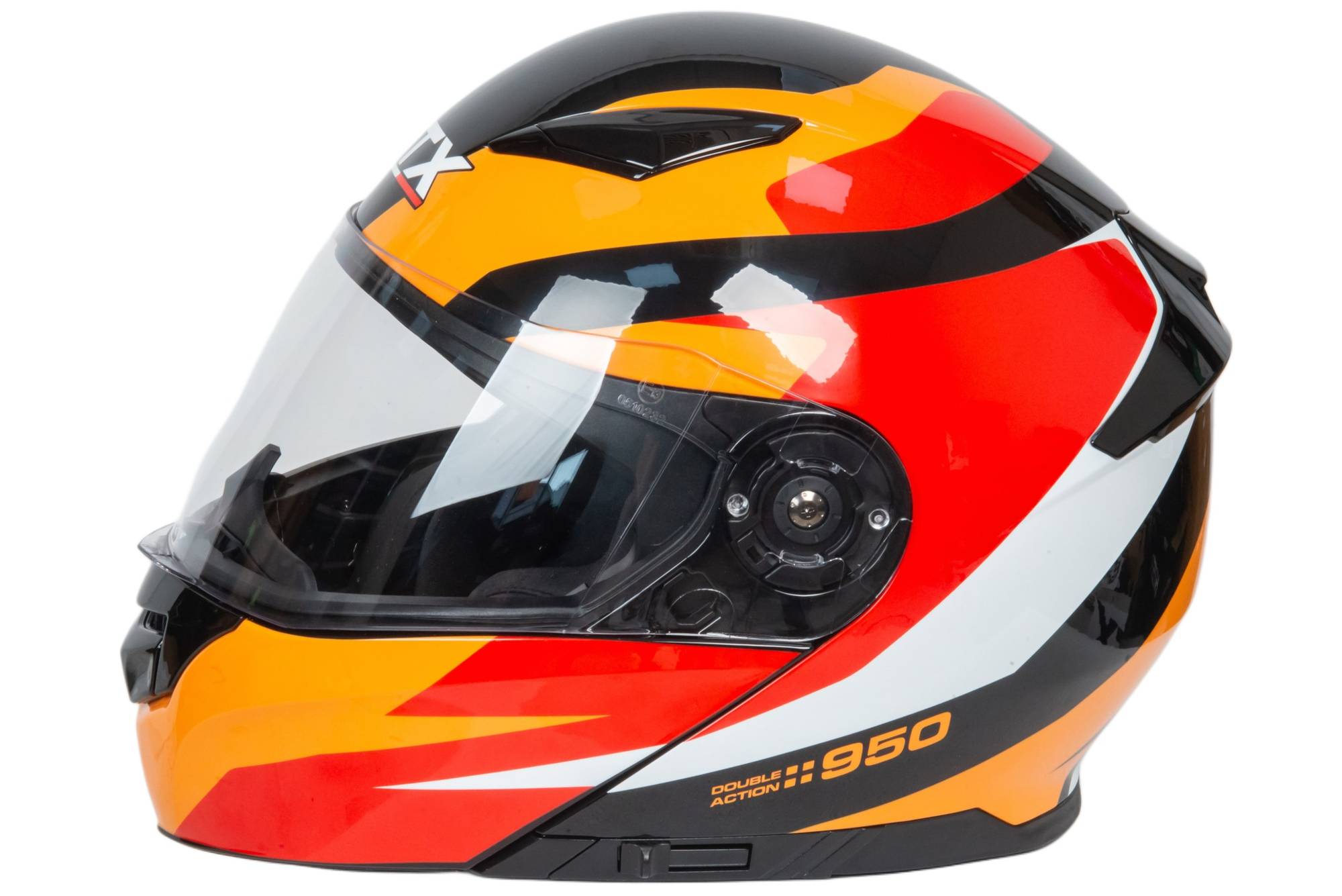 Шлем мото модуляр GTX 550 №2 (L) BLACK/WHITE ORANGE RED (2 визора)