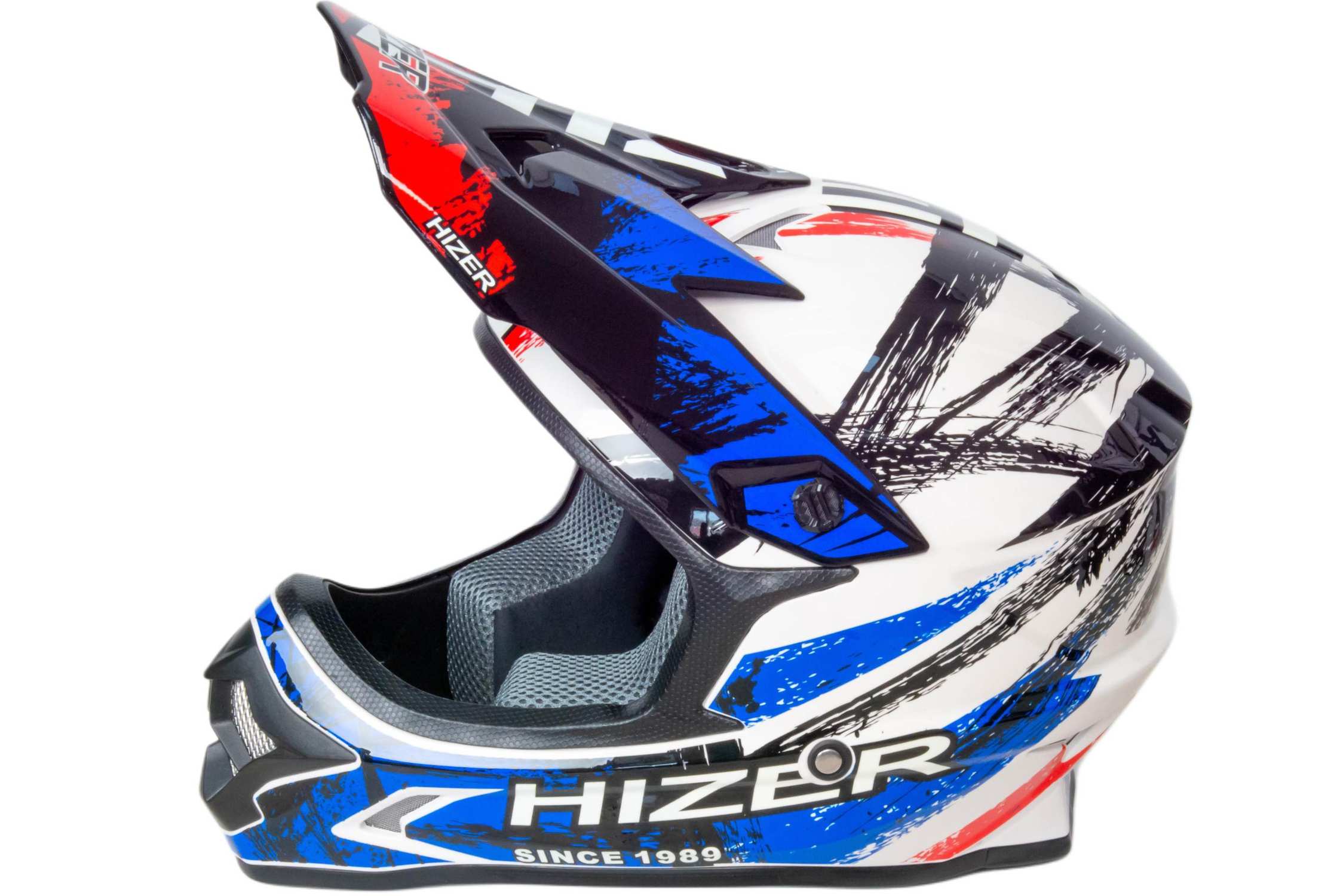 Шлем мото кроссовый HIZER J6805 №1 (XL) black/white/blue