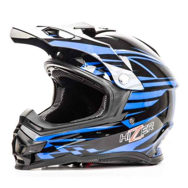 Шлем мото кроссовый HIZER B6196 #2 (L) black/blue