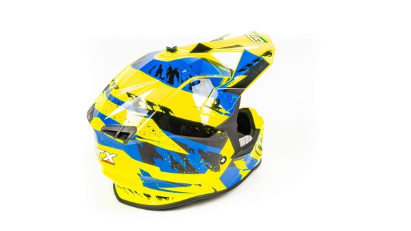 Шлем мото кроссовый GTX 633 #1 (XL) FLUO YELLOW/BLUE BLACK