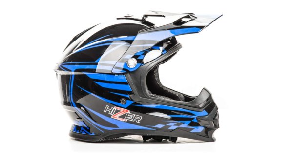 Шлем мото кроссовый HIZER B6196 #2 (M) black/blue