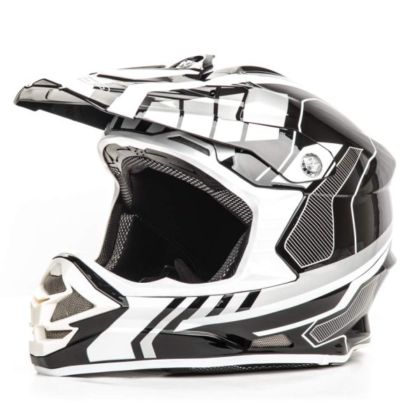 Шлем мото кроссовый HIZER B6195 #1 (M) black/white