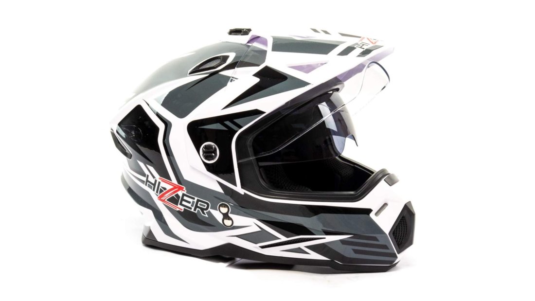 Шлем мото кроссовый HIZER J6801 #4 (L) white/gray