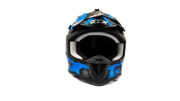 Шлем мото кроссовый GTX 633 #9 (M) BLACK/BLUE GREY
