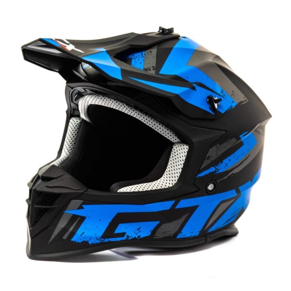 Шлем мото кроссовый GTX 633 #9 (XXL) BLACK/BLUE GREY