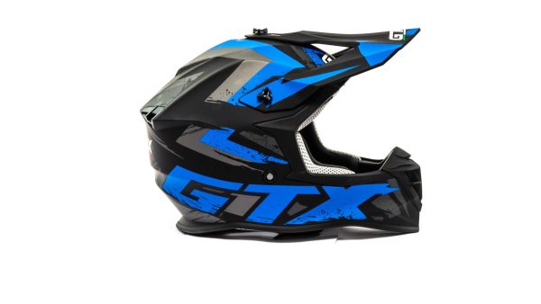 Шлем мото кроссовый GTX 633 #9 (L) BLACK/BLUE GREY