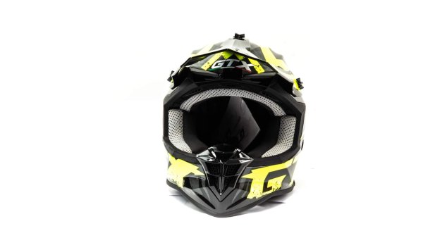 Шлем мото кроссовый GTX 633 #8 (XXL) BLACK/FLUO YELLOW GREY