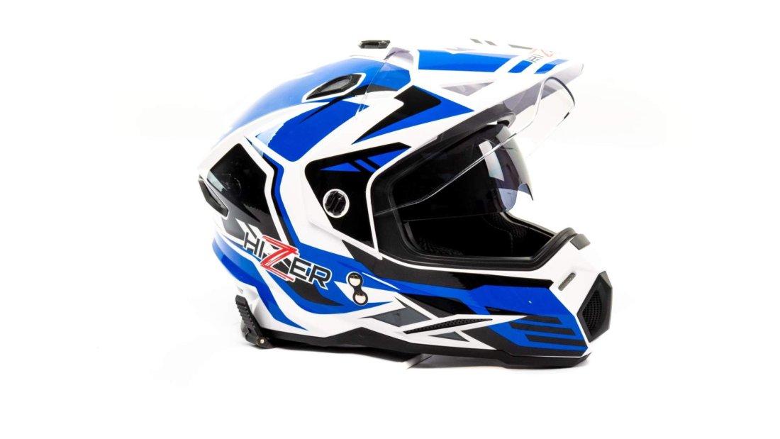 Шлем мото кроссовый HIZER J6801 #6 (M) white/blue