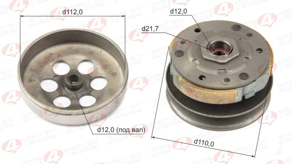 Барабан сцепления в сборе 1E40QMB (Stels QJ50)