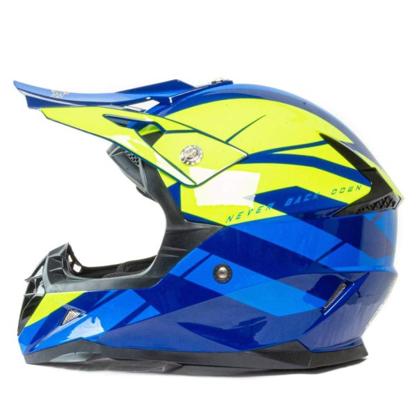 Шлем мото кроссовый HIZER 915 #6 (L) havy/neon/yellow/blue