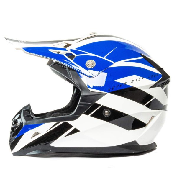 Шлем мото кроссовый HIZER 915 #8 (L) white/blue/black