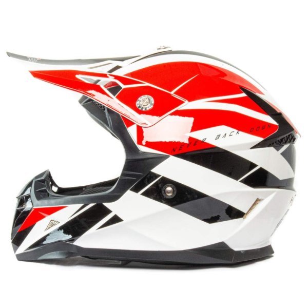 Шлем мото кроссовый HIZER 915 #9 (L) white/red/black