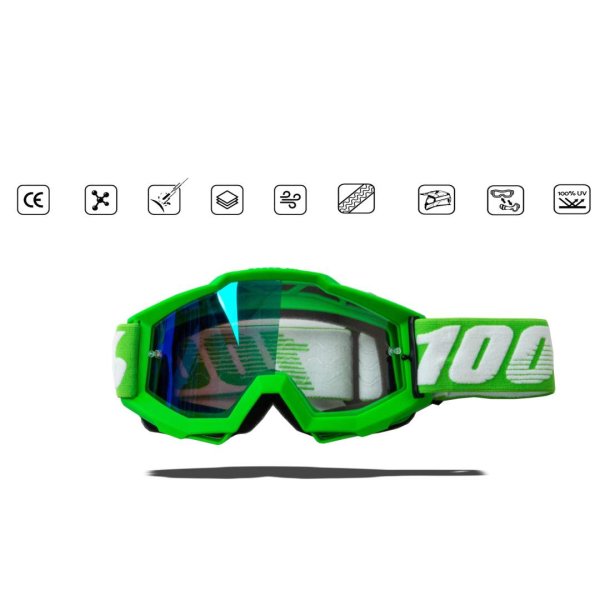 Очки мотокросс 100% #05 green frame
