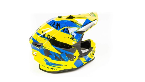 Шлем мото кроссовый GTX 633 #1 (S) FLUO YELLOW/BLUE BLACK