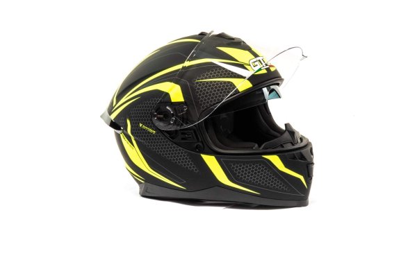 Шлем мото интеграл GTX 5672 #5 (XL) BLACK/FLUO YELLOW/GREY