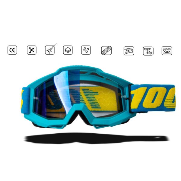 Очки мотокросс 100% #06 light blue frame