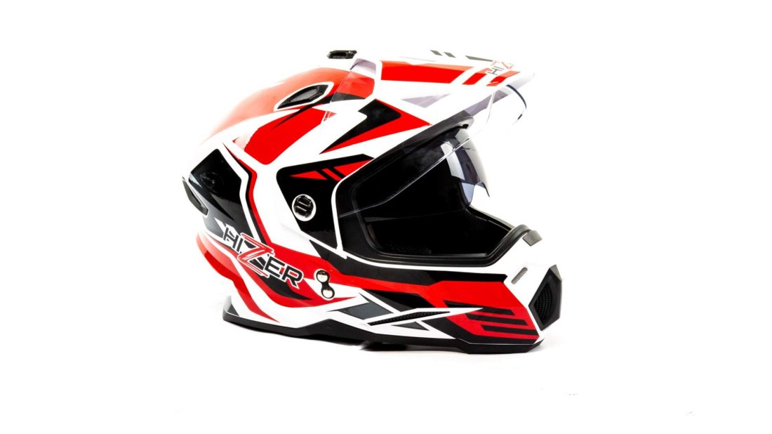 Шлем мото кроссовый HIZER J6801 #5 (S) white/red